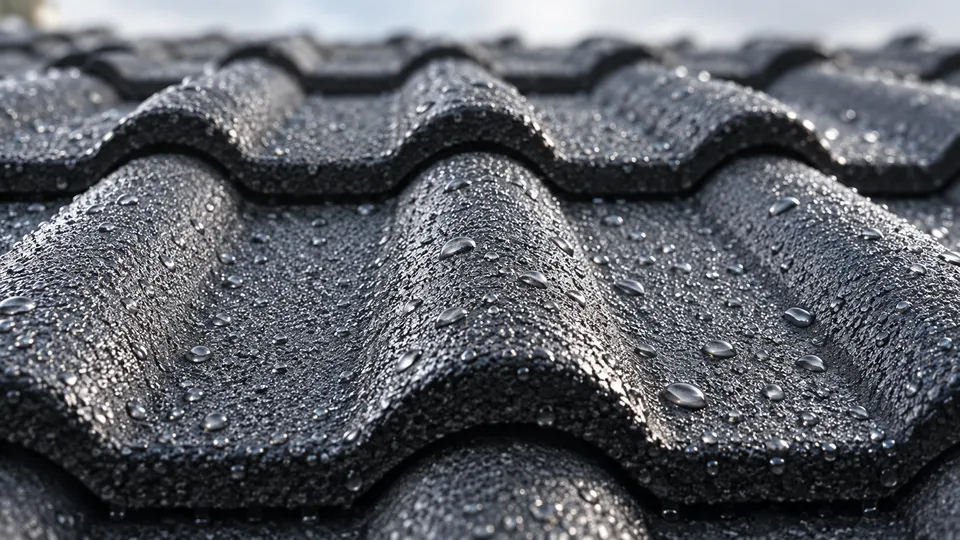 Illustration générée de gouttes d’eau sur des tuiles anthracite